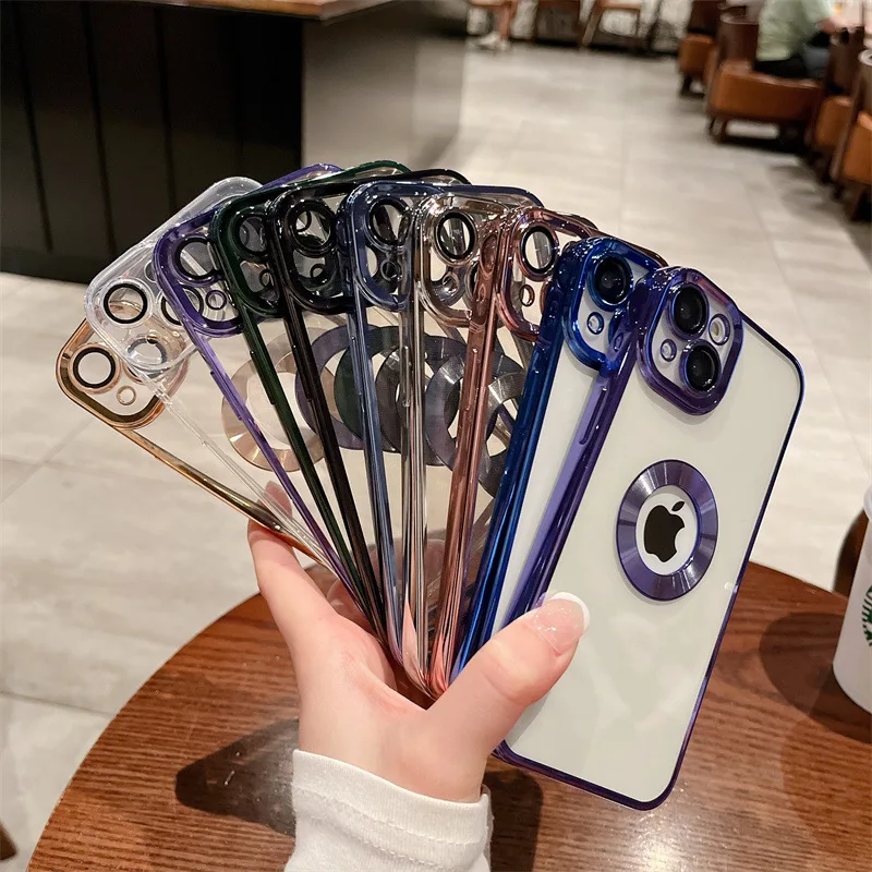 Мягкие чехлы для сотовых телефонов из ТПУ с 6d покрытием, оптовая продажа для iphone 13 pro 11 12 14 plus 14 pro с отверстием для логотипа, прозрачный чехол для iphone 14