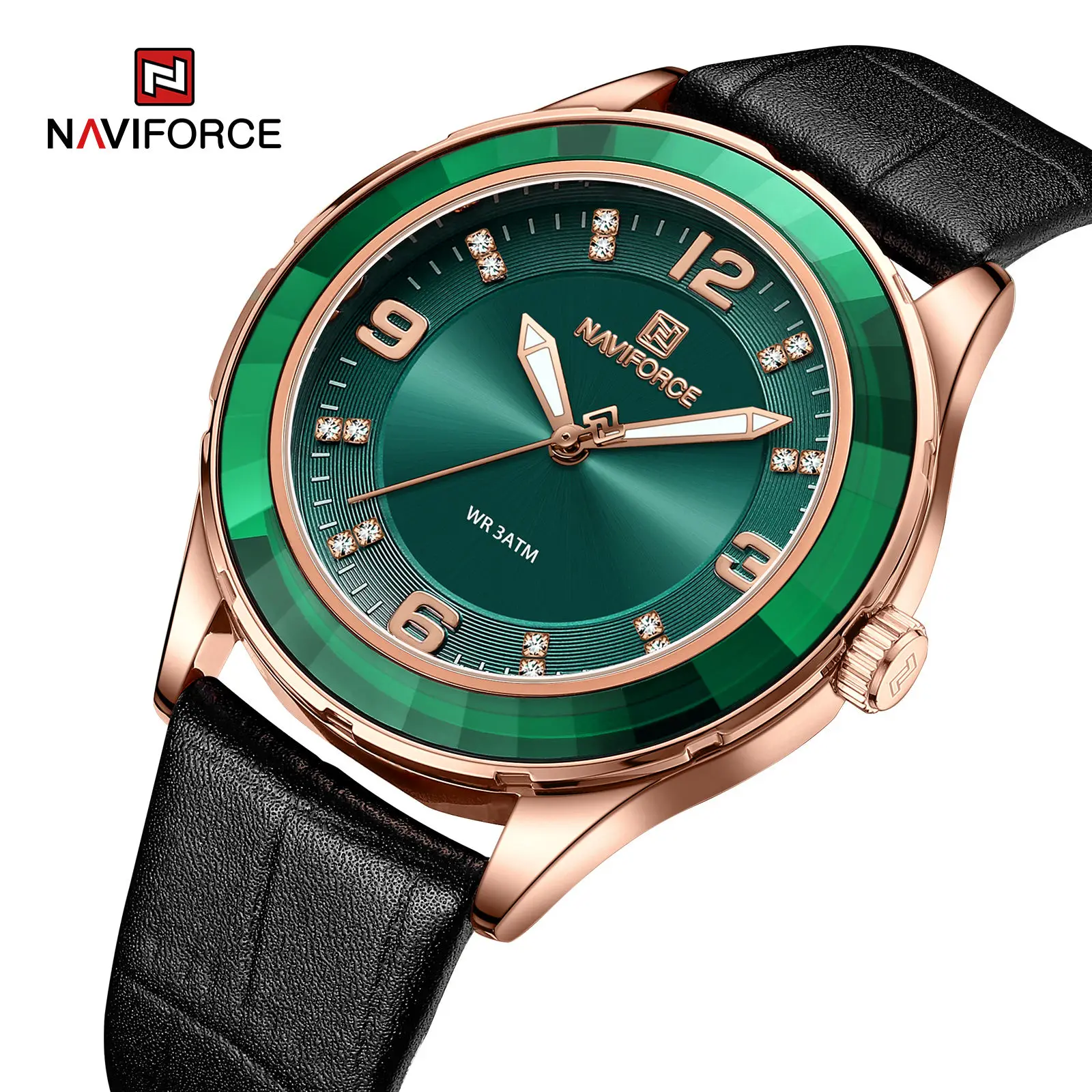 NAVIFORCE 5040 nf5040Новые женские часы Топ бренд модные оригинальные наручные с кожаным браслетом водонепроницаемые