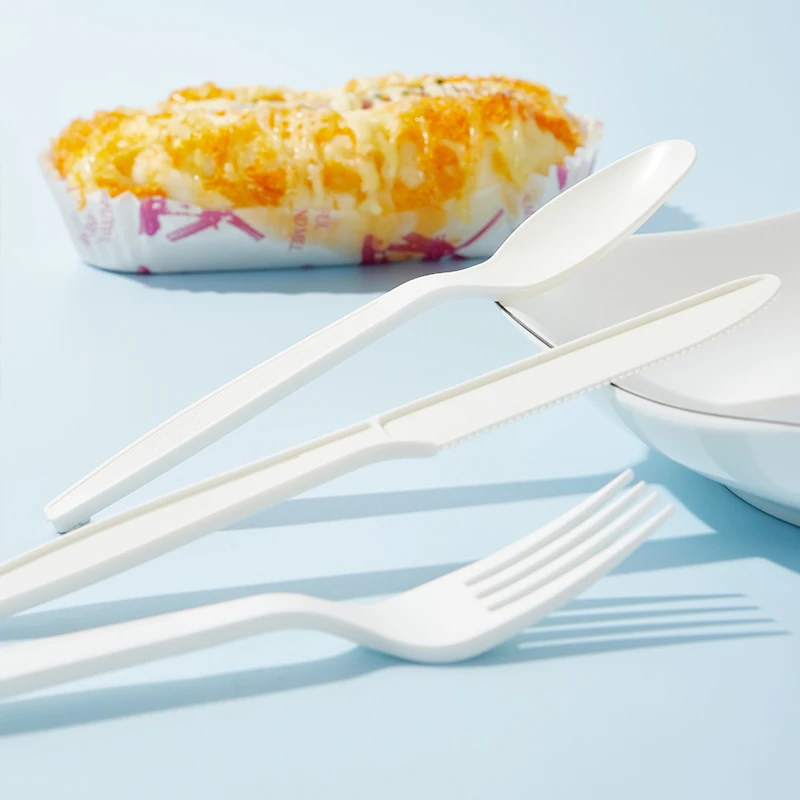 Natural Biodegradable Thickened  Corn Starch Spoon/Forks/Knives Disposable Cutlery Set