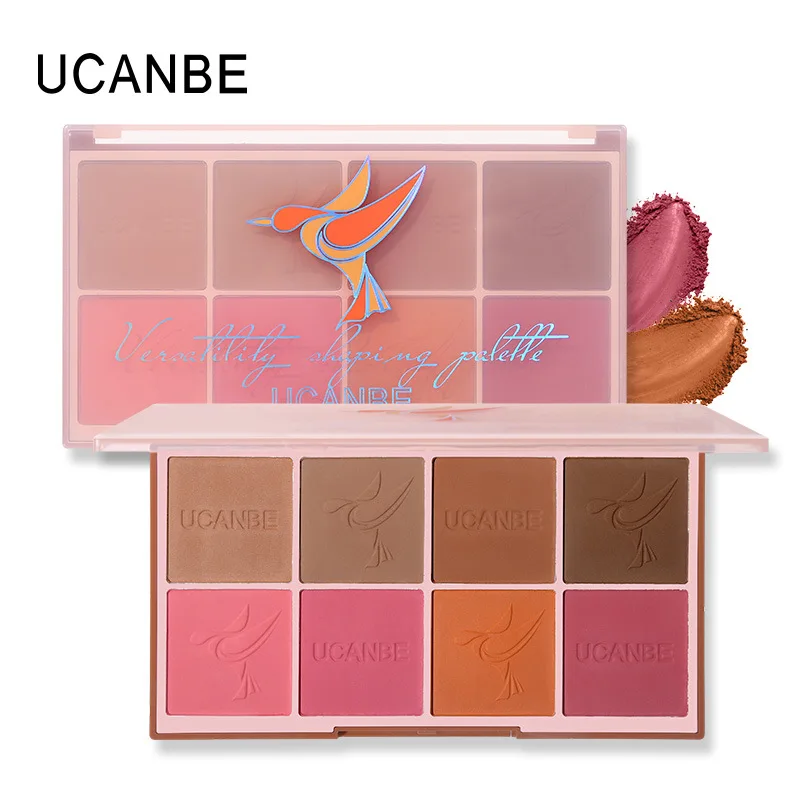 UCANBE 8-color makeup blush plate nose shadow face blush two-in-one plate domestic multi-effect makeup plate