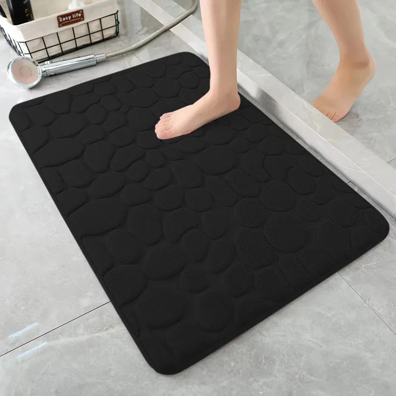 Cobblestone coral velvet doormat toilet absorbent foot mats home decoration  floor mat
