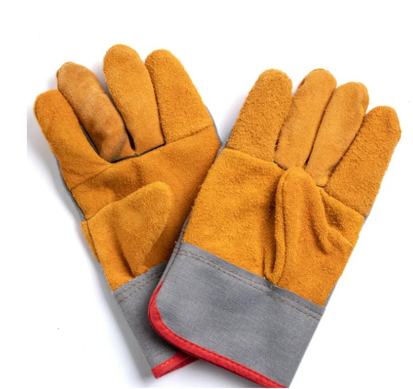 Industrial Cowsplit Leather Heat Resistant Safety Work Protection gloves For Welding Work