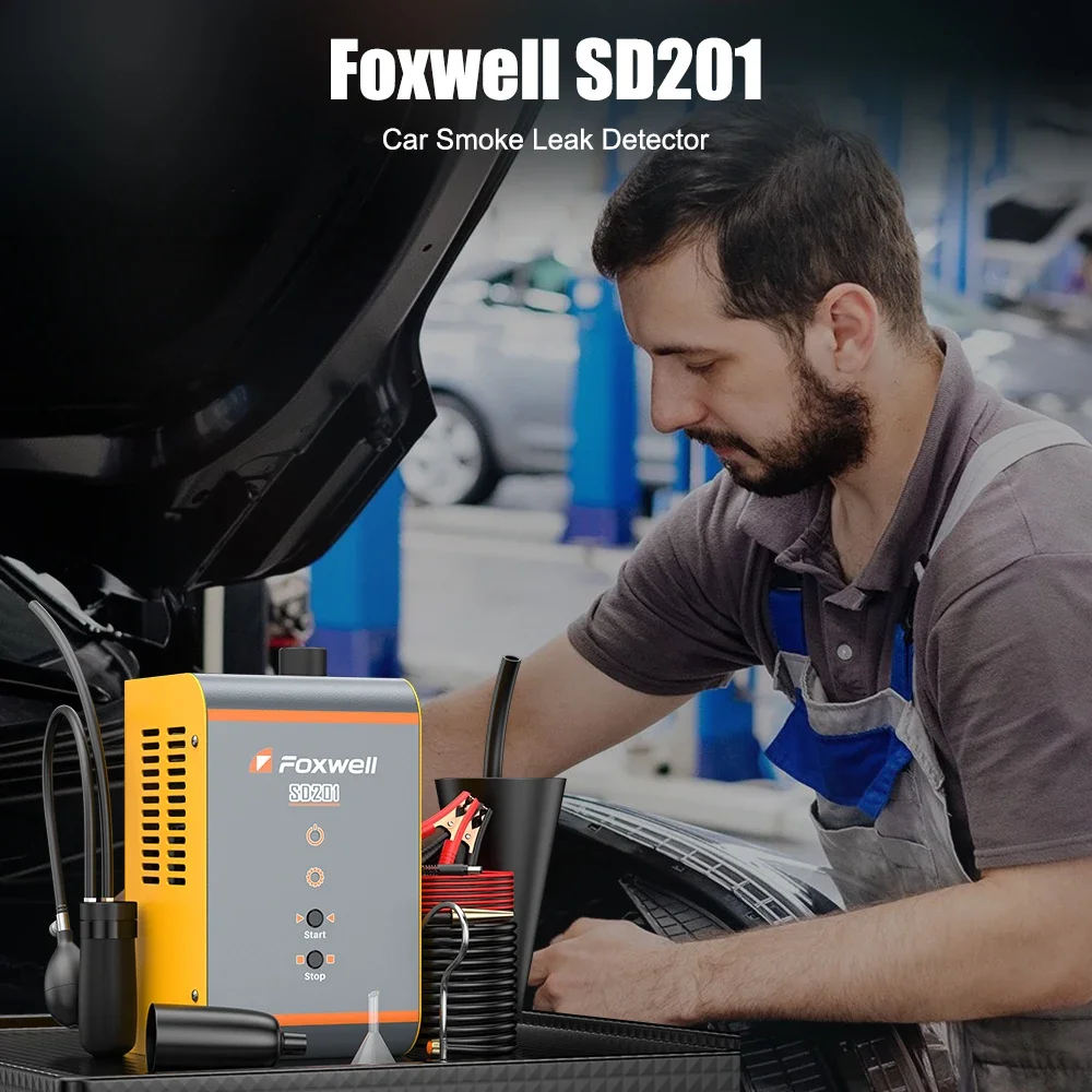 FOXWELL SD201 Automotive Smoke Machine Leak Detector Built-in Air Pump EVAP Leakage Gas Leakage Locator Oil Pipe Generator