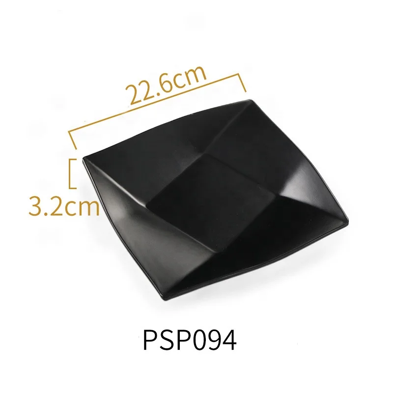 Solid Black Plastic Tableware Plate Set Dish Dinnerware Restaurant Barbecue Steak Plates Household Melamine Dinner Dishes