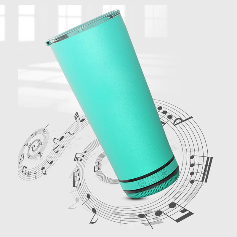 Bottom with detachable LED light Food Grade Material Water bottle Wireless Speaker Sports Music Blue Tooth speaker cup With Lid