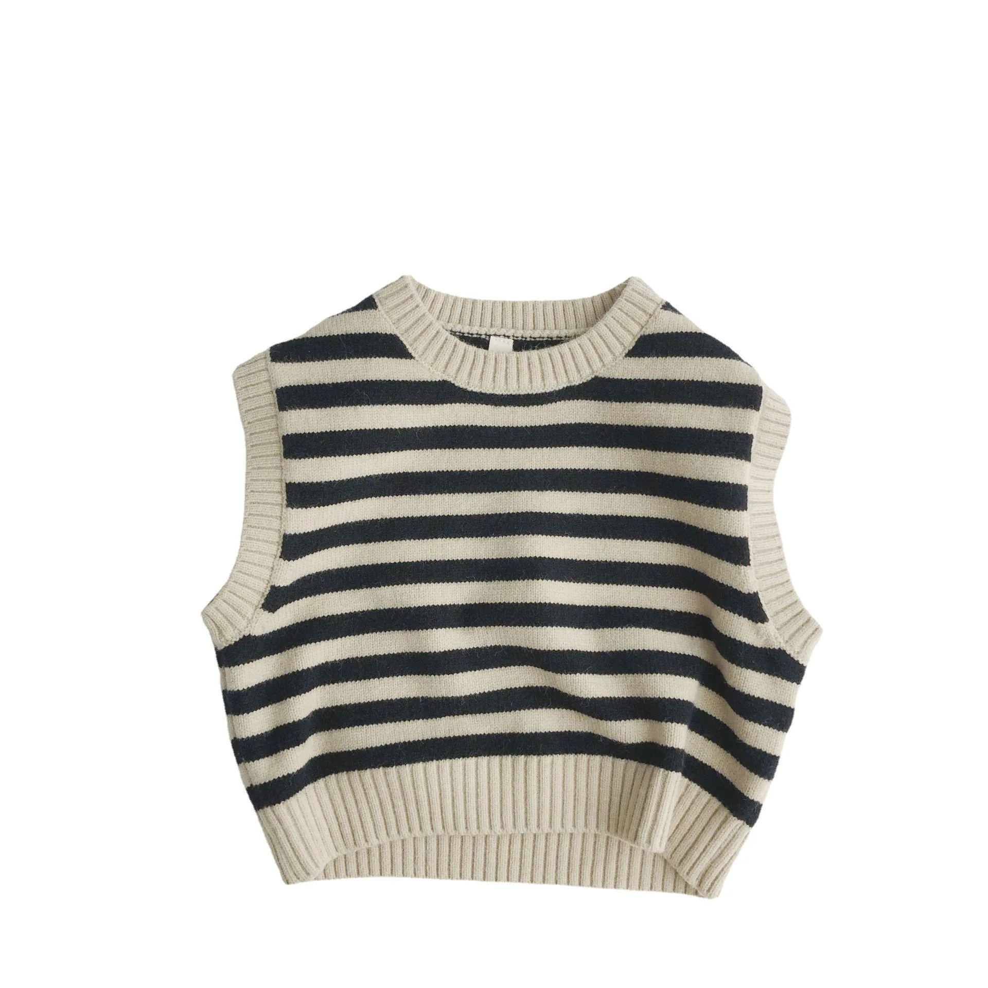 Children Sleeveless Striped Kids Vest 100% Cotton Knitted Boys Tank Tops