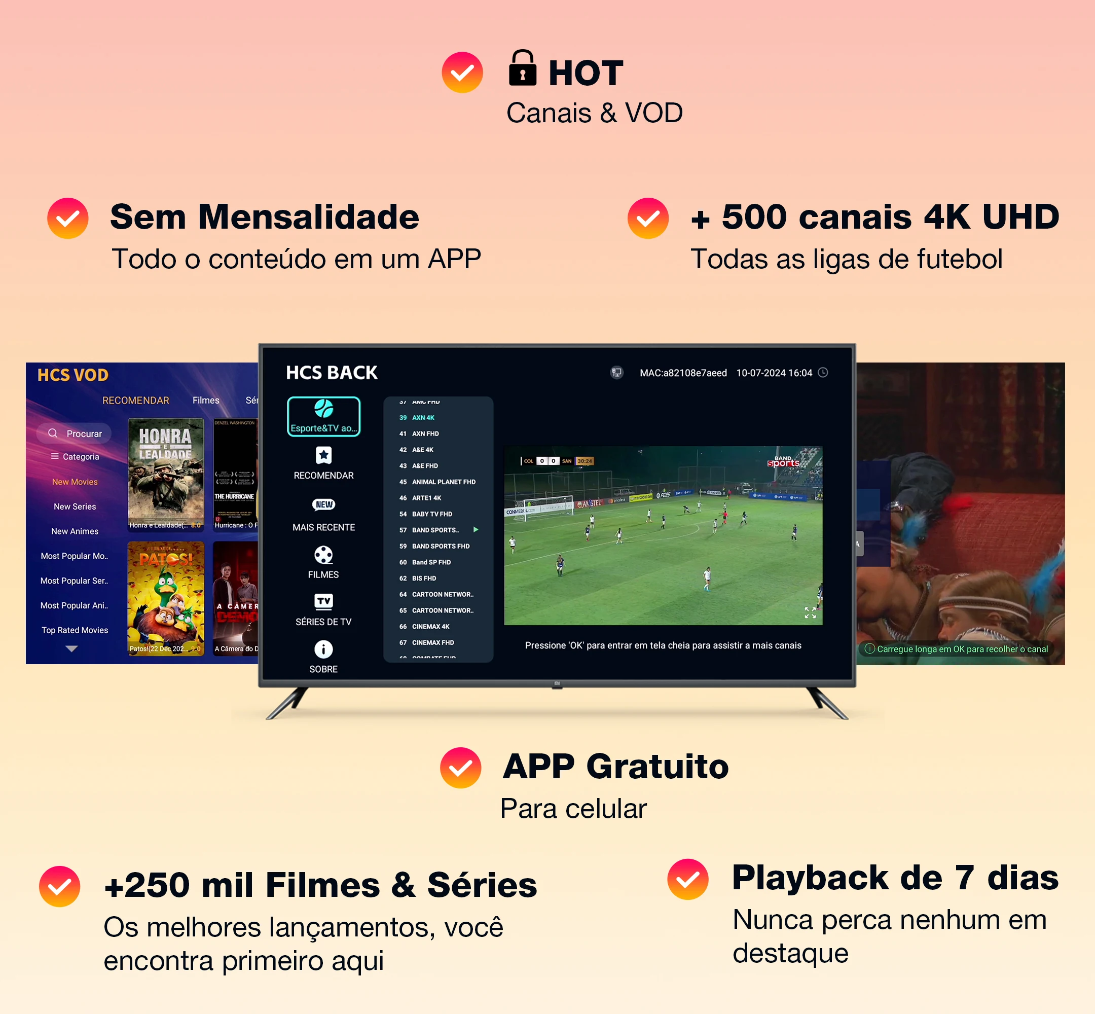 Portuguese HCS96-C2 IP-TV free lifetime subscription dual WIFI 600+canais amlogic h318 2/16GB TV BOX for tv express brazil anual