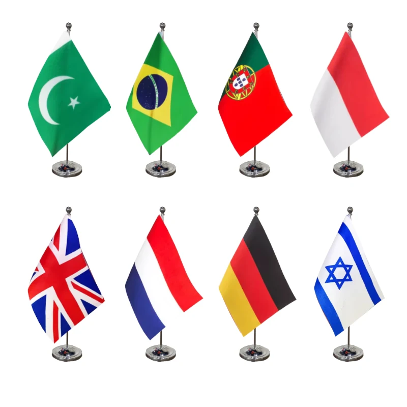 Aozhan Wholesale high quality indoor desk conference table flag all countries with pole stand holder