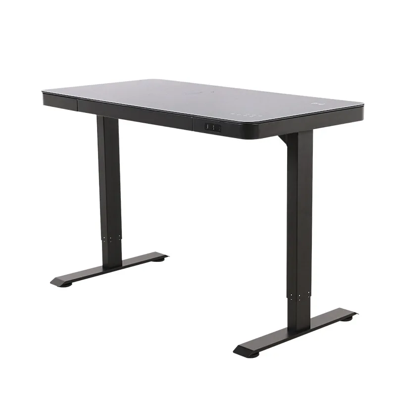 Standing Desk with Tempered Glass Top 45 x 23 Inches Modern Height Adjustable Desk Adjustable Ergonomic Desk with Drawers