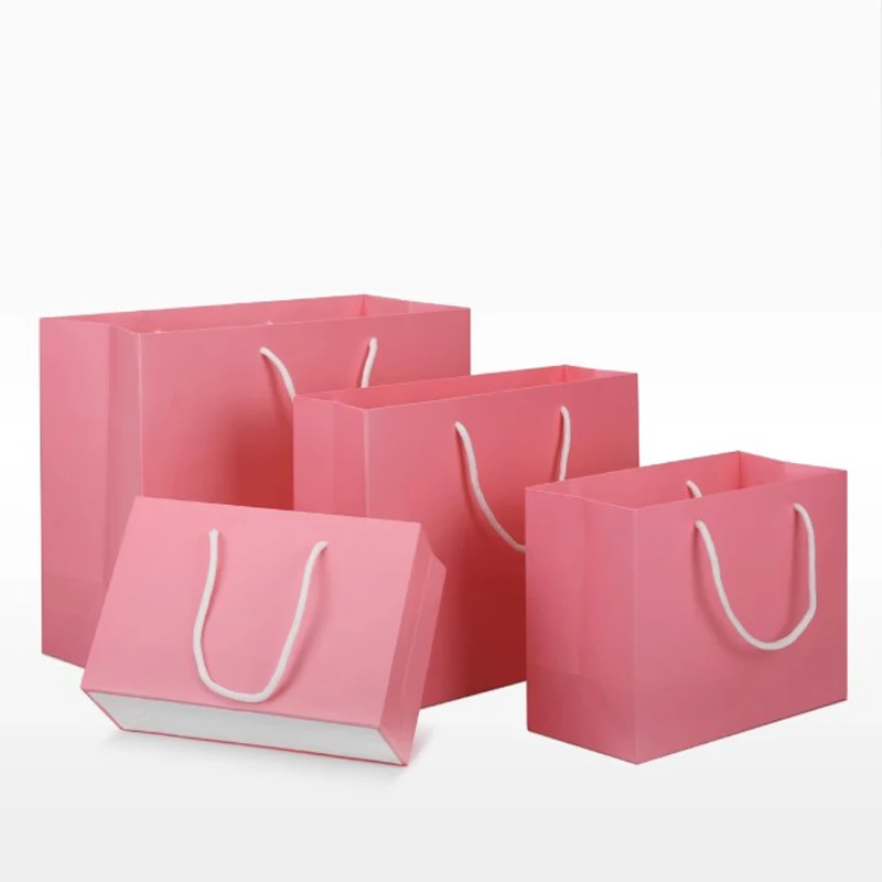 Personalized Printing Kids Diva Jewellery Boutique Necklace Purse Bedding Packaging Custom Logo Small Gift Pink Paper Bags