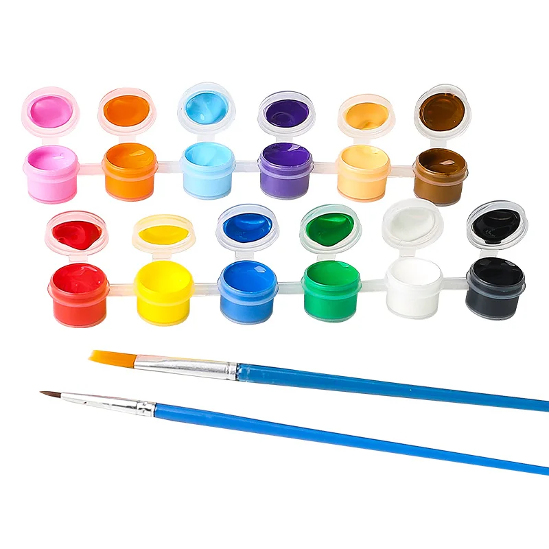 Acrylic Paint Set 12 Colors Bright Paint Brush Acrylic Pigments Suitable For Children  Art Crafts Diy