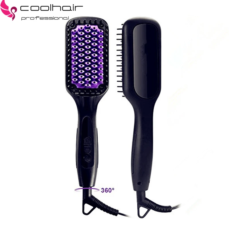 OEM hair straightener comb brush straight ceramic heating mch fast heat up with double anion function