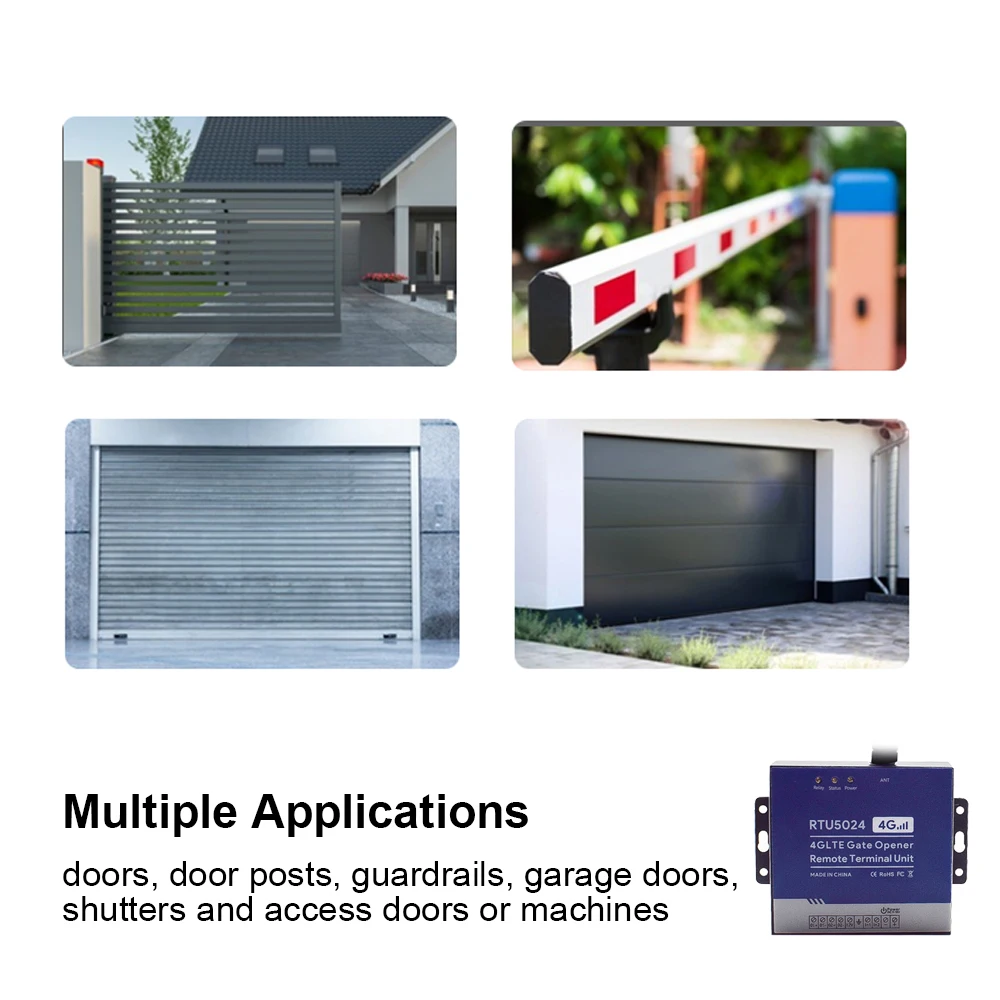 RTU5024 4G LTE SMS Free Call Door Access Wireless Remote Control Gate Garage Door Opener Automatic Gsm Relay Gsm Gate Opener