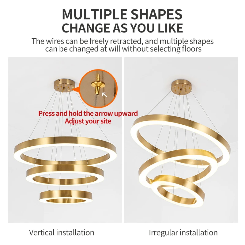 Home Decor Led Round Linear Fixture Acrylic Chandeliers Pendant Lighting for Hotel Lobby Restaurant Lighting Chandelier