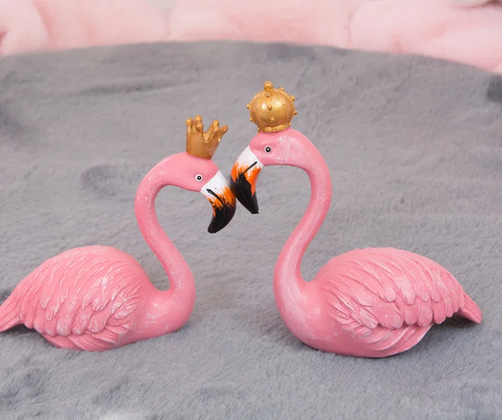 Creative Wooden Flamingo Cake Car Ornament Home Decorative Wood Handicraft Party Gift Art Decoration