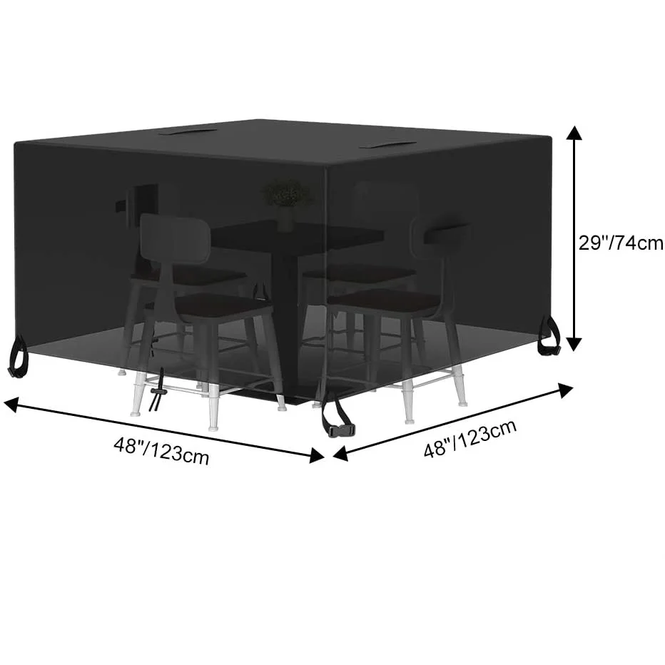 Outdoor Furniture Cover Waterproof Patio Table Covers, 4 Seats Heavy Duty Windproof Square Garden Table Sofa Cover