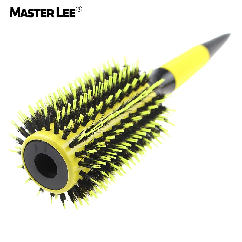 Shining Yellow Ceramic comb heat resistance round brush boar bristle other styling tools styling brush
