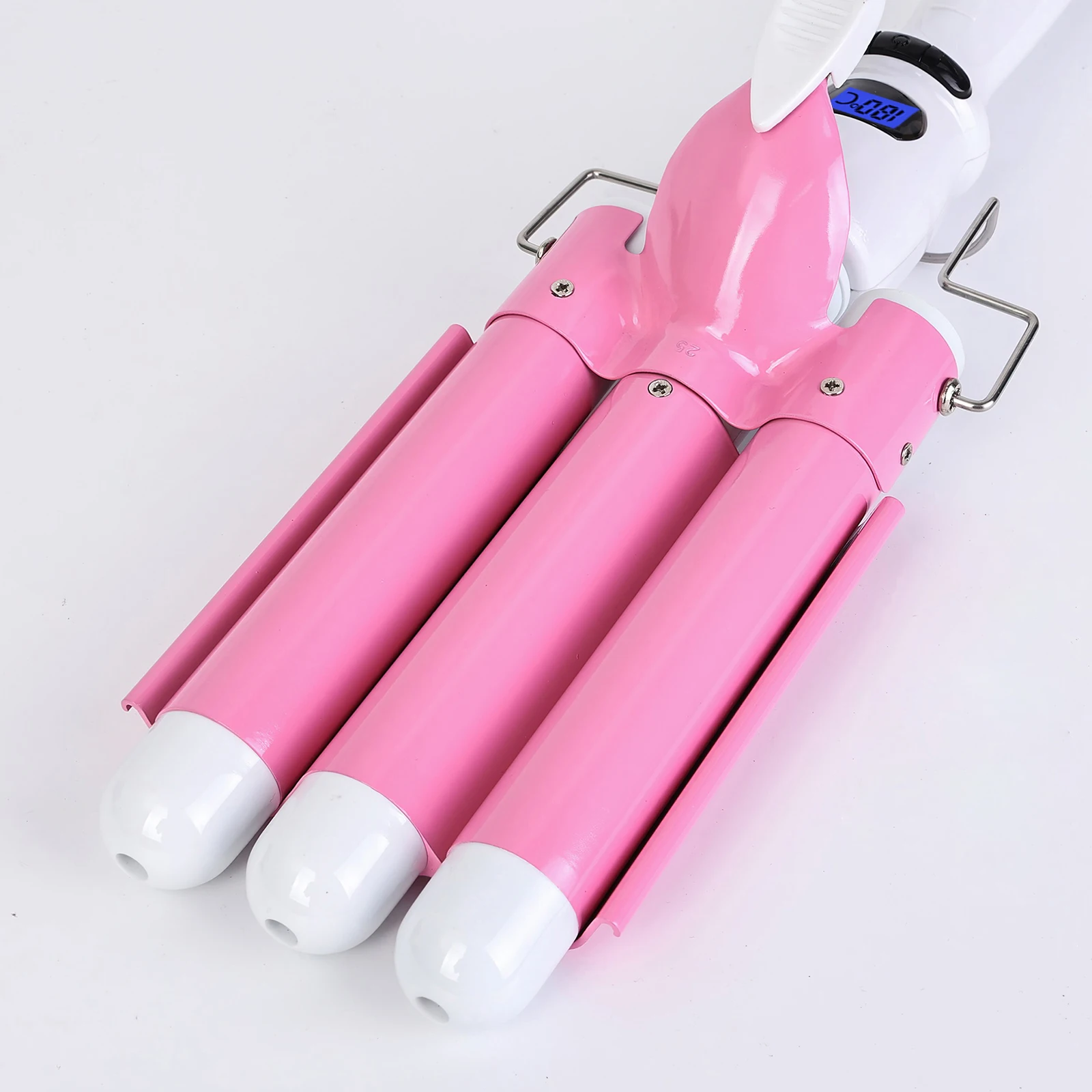 32mm Jumbo Hair Waver Iron, 3 Barrel Curling Iron Wand with LCD Temp Display, 1.25 Inch Ceramic Tourmaline Triple Barrels