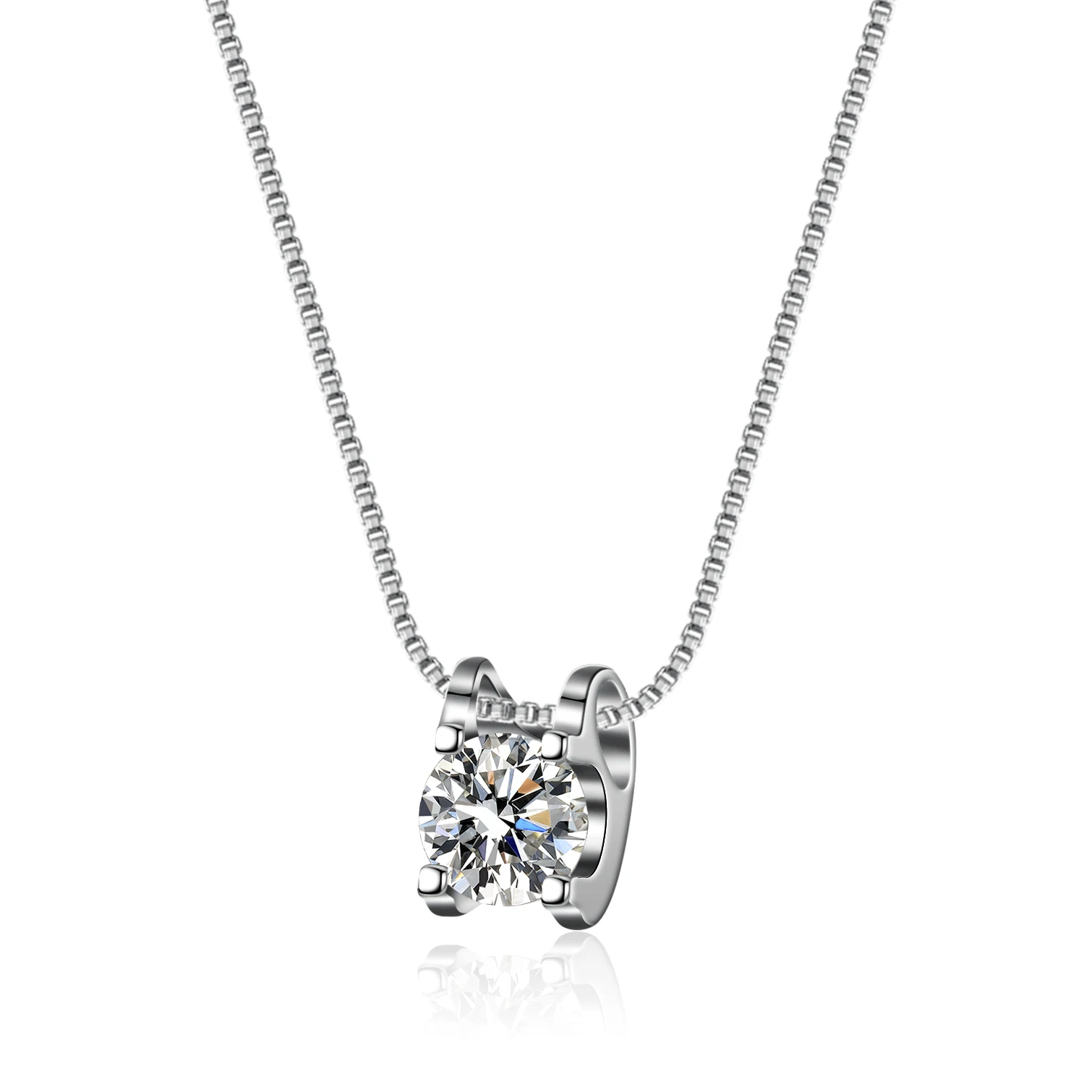 Wholesale High Quality Brilliant Cut Real 925 Sterling Silver 1  ct VVS Diamond Moissanite Necklace For Women Engagement Jewelry