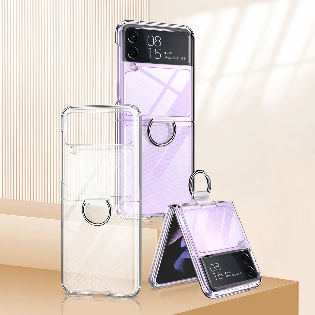 Green Black Clear Galaxy z flip3 phonecase Matte Smooth Holder Flip phone case cover For Samsung Z Flip 3 shockproof phone case