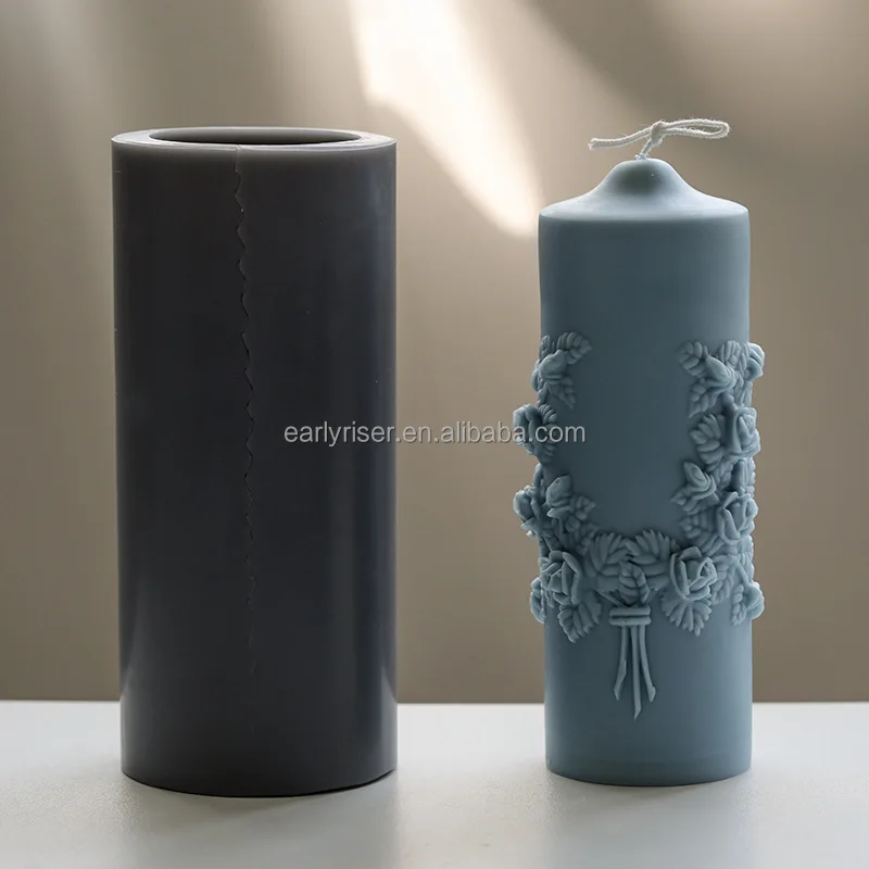 Early Riser 3D Cylinder Scented Candle Silicone Mould for Candle Making Handmade Aromatherapy Candles Soap Polymer Clay Reusable