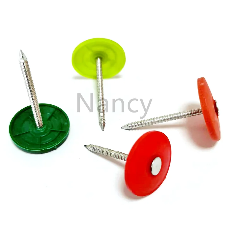 2000 Pcs Round Plastic Cap Nail 1.5 Inch Roofing Nails Galvanized Tar Paper Nails for House Wrap Fastening