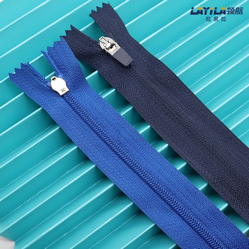 Multi-color Customized #3 Nylon Coil Reverse Pouch Mini Zipper For Pant