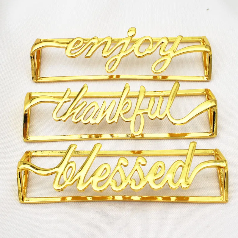 
Letter napkin ring cuboid metal napkin buckle gold napkin ring for party 