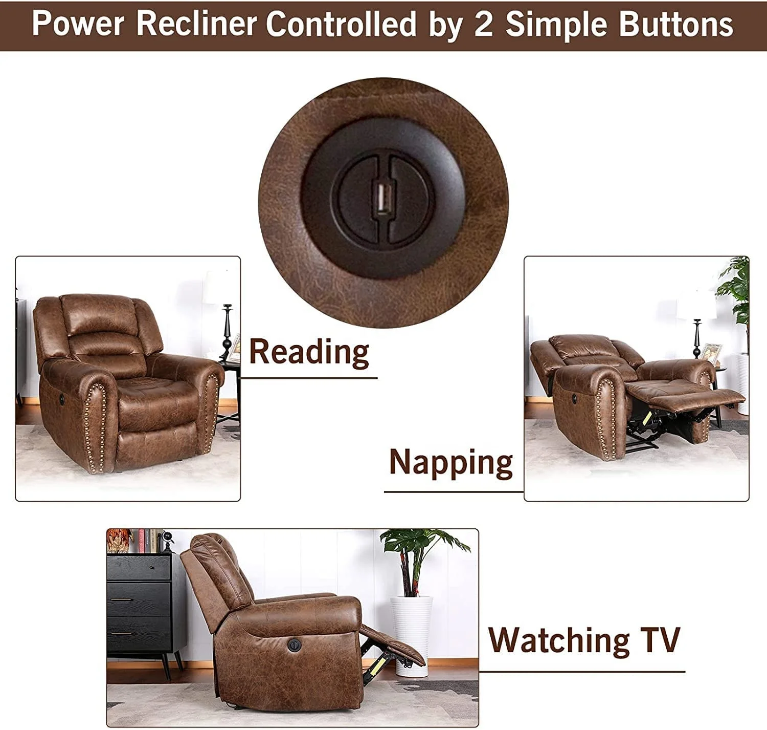 JKY Furniture Adjustable Reclining Leather Power Electric Recliner Sofa Chair Reclinable With Massage Function For Living Room
