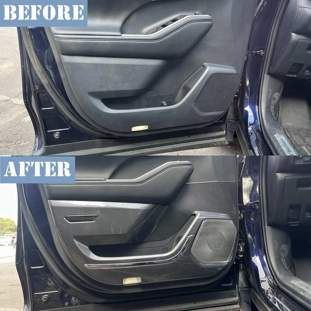 WZXD Carbon Inner Door Panel Protection Anti Dirty Anti Kick Pad Cover Stickers For Toyota Highlander 2022