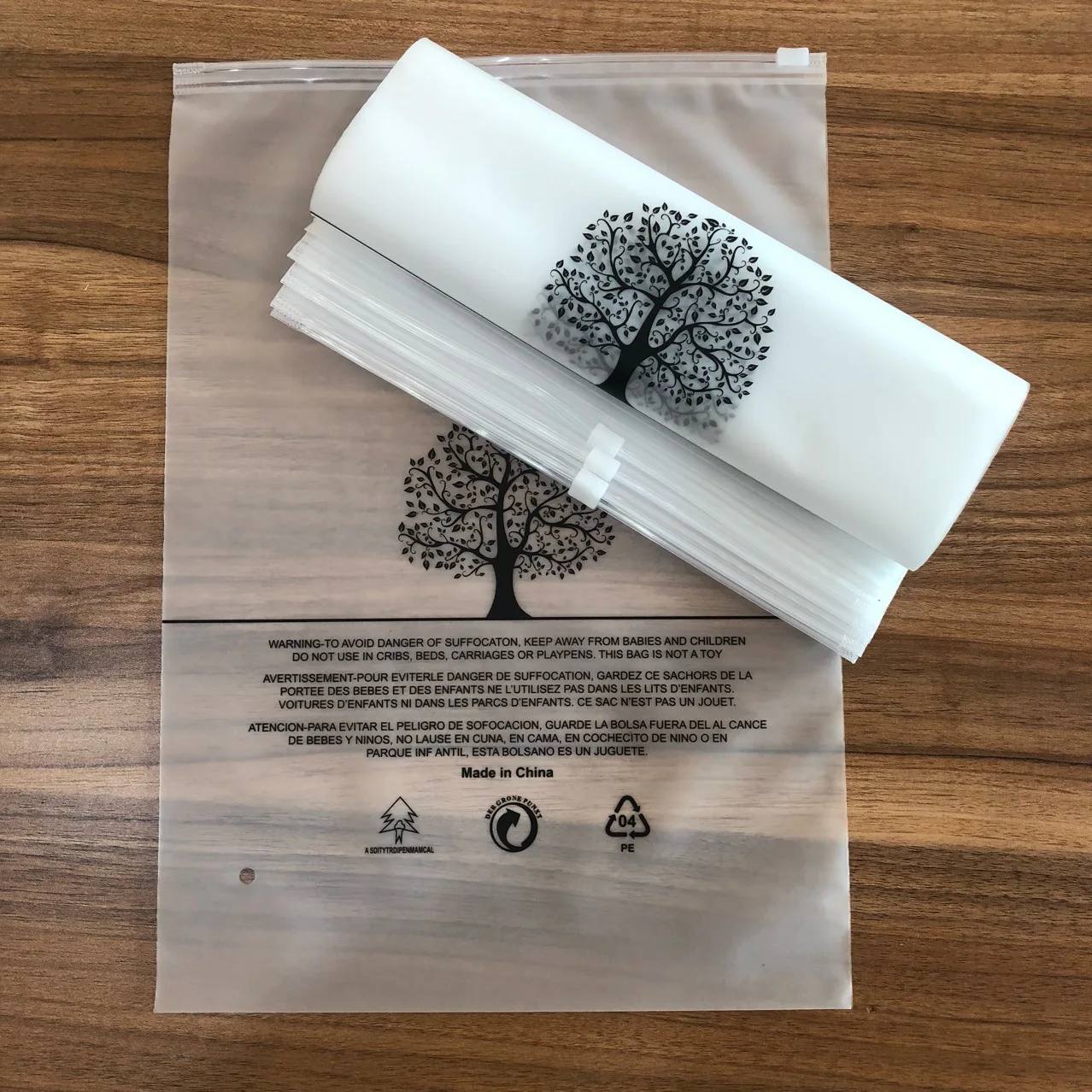 Wholesale Custom Logo Printed Frosted Slider  Zipper Bag For Clothes