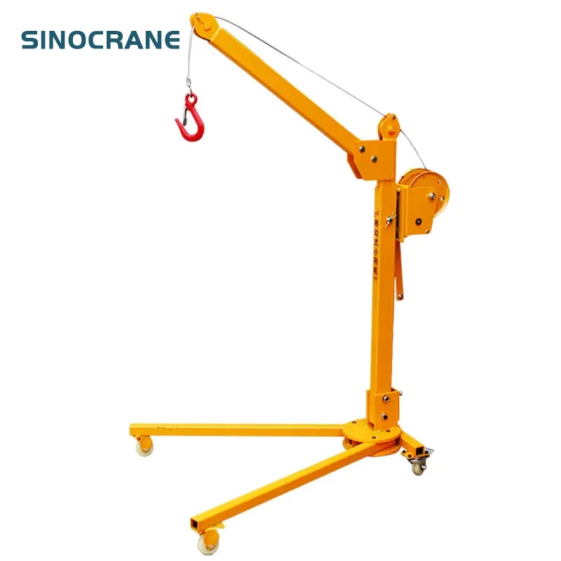 Good Price 360 Degree Small Mobile Wheel Crane 200kg 300kg Hand Operation Mobile Mini Crane Portable Construction Winch Material