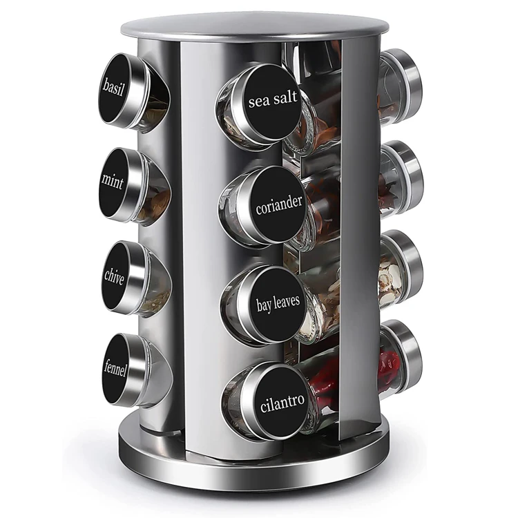 seasoning set meat oil smoking spice containers holder inside cabinet revolving rolling spice rack wood organizer containers