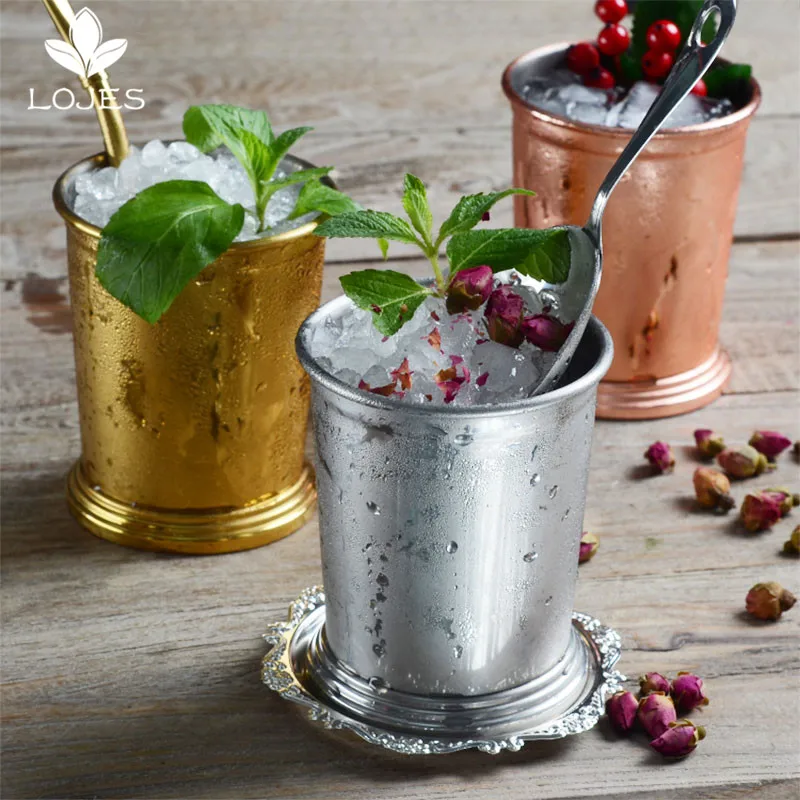 Wholesale Custom Wedding Party Cocktail Cup Solid Stainless Steel Mojito Copper Moscow Mule Mug Mint Julep Cup