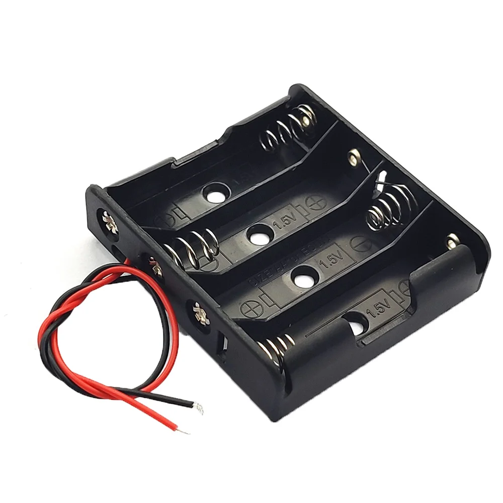 4 Slot AA Battery Storage Case Holder Storage Box Multi Purposes DIY 4*AA 6V Battery Holder With Lead Cables