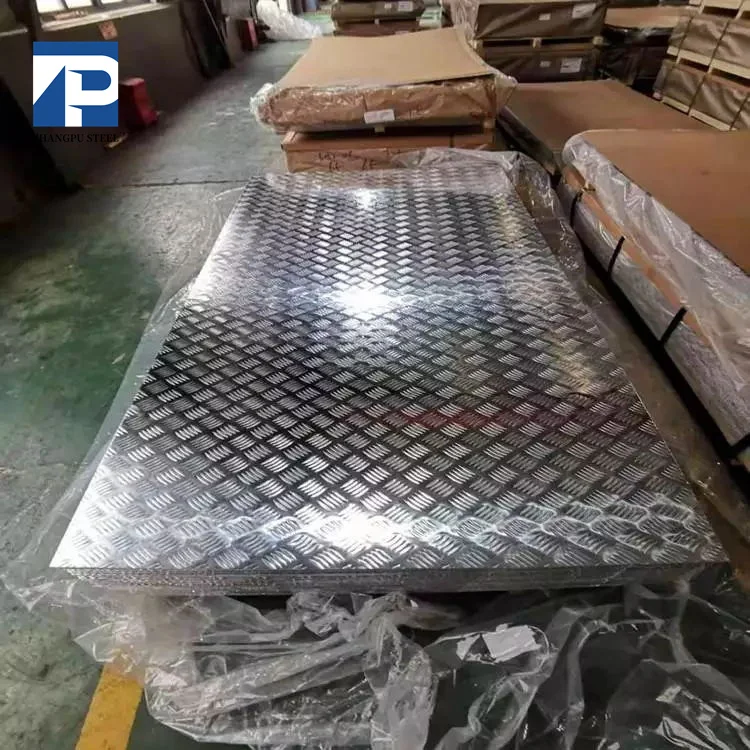 1050H24 1100 3A21 3005 5083H112 5A03 Embossed 5 Bar Ribbed antiskid Checkered Aluminum Sheet