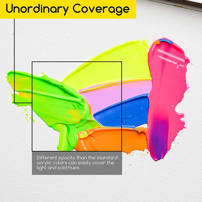 MEEDEN 6color 60 ml Fluorescent Rich Pigments Non-Toxic Art Craft Artist Acrylic Paint for Canvas Painting