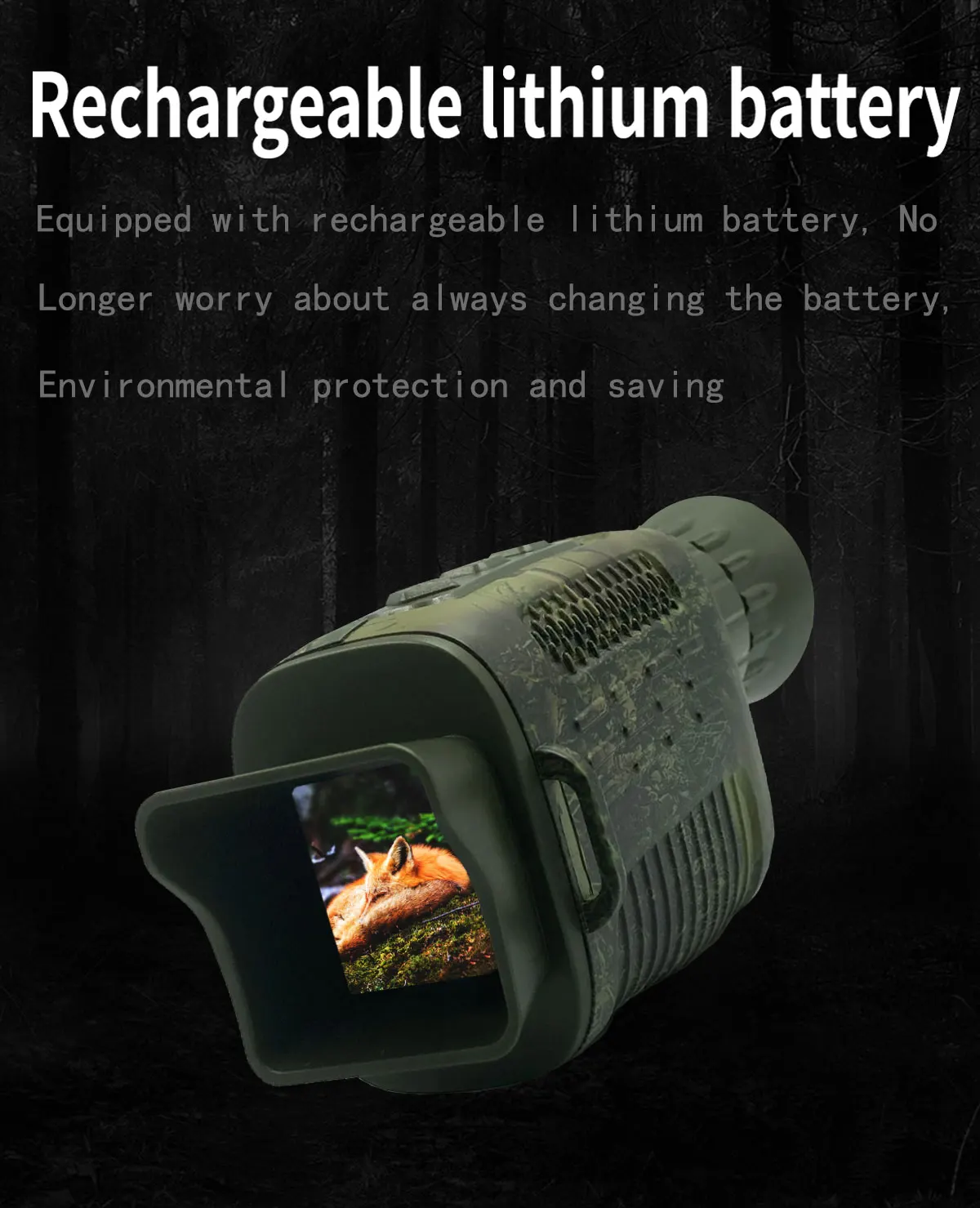 Hunting Trail 5 Digital Zoom 36Mp 4K Video Image Long Range Portable Ir Mini Digital Monocular Night Vision Green