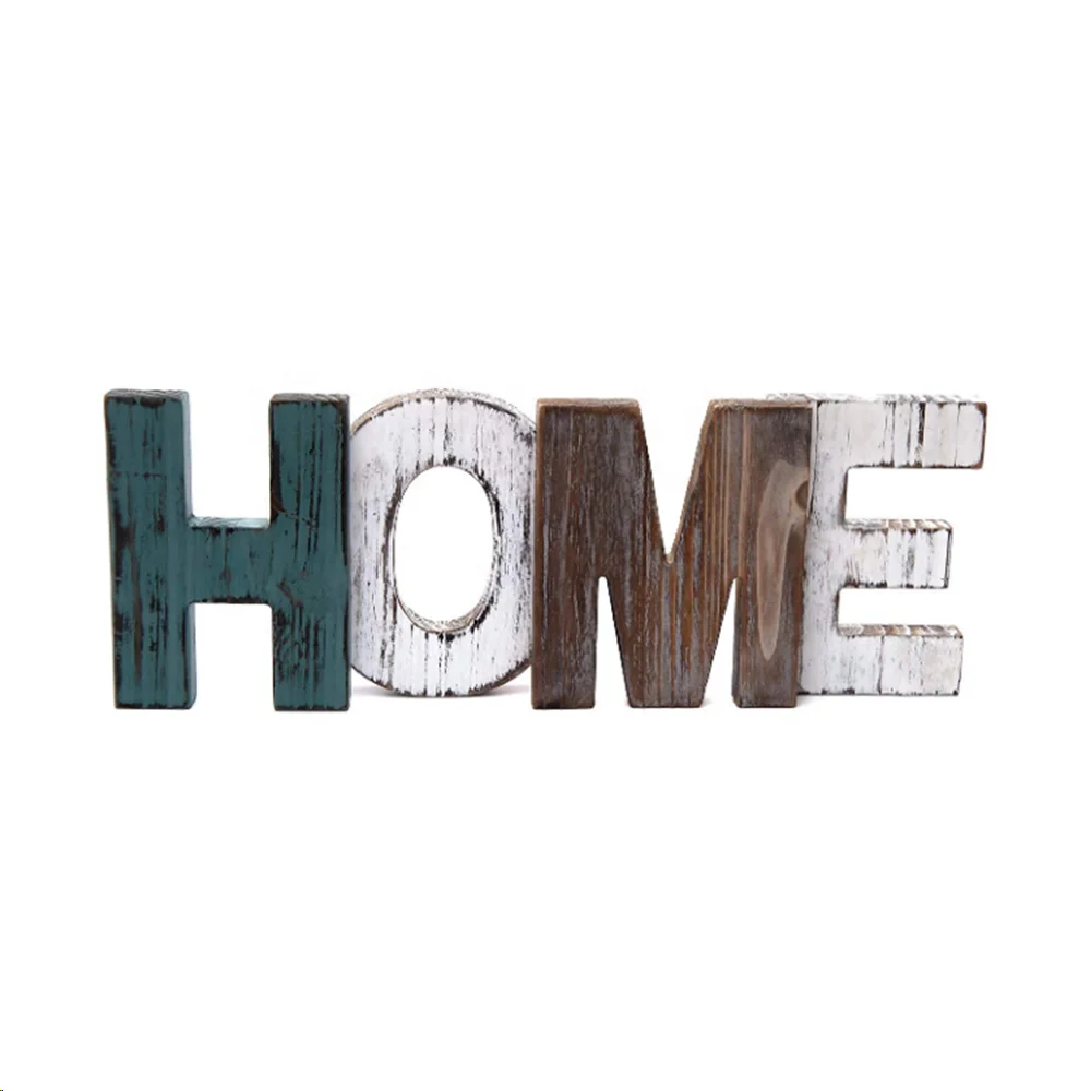 Rustic Wood Home Cutout Word Sign Decoration Table Fireplace Mantel Wall wooden Decor