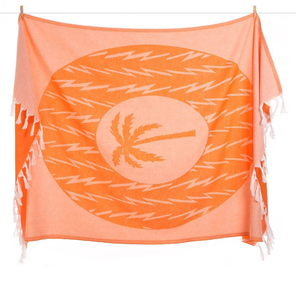 Palm Tree Patterned Tropical Style Sunbed Beach Bath Towel with Tassels Jacquard Custom Print Design Private Label 100% Cotton