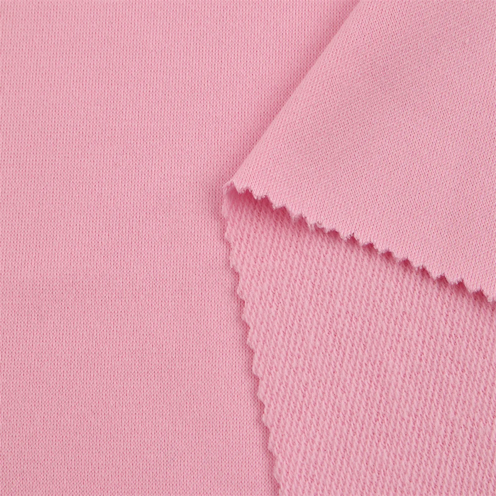 99W French Terry Fabric 100% Polyester Double Yarn Warp Knitted T-Shirts Hoodies Fabric for Uniforms In-stock Items