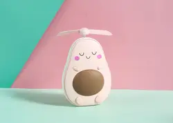 2020 New LED Lighted Makeup Mirror Avocado Mini Portable Fan with Makeup Mirror