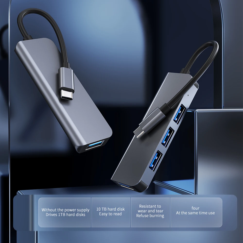 Возможен пробный заказ 1 ок ультра тонкий 4-портовый Usb-c адаптер USB 3 0 Type-c Usb концентратор до Rj 45 480 Мбит/с для