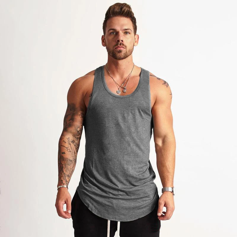 Sport Solid Color Fitness Yoga Wear Gym Vest Wholesale Manufacturer Muscle Fit Man for Men Silk / Cotton Breathable Anti-shrink