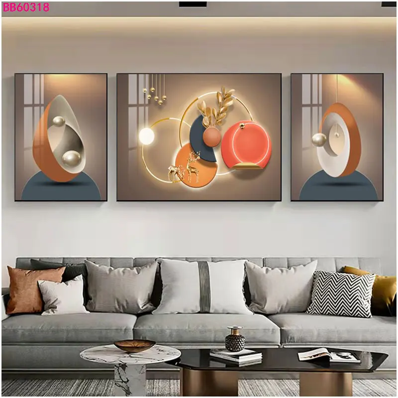 Wholesale Modern Home Decor Crystal Porcelain 3D Effect Abstract wall art with metal frame