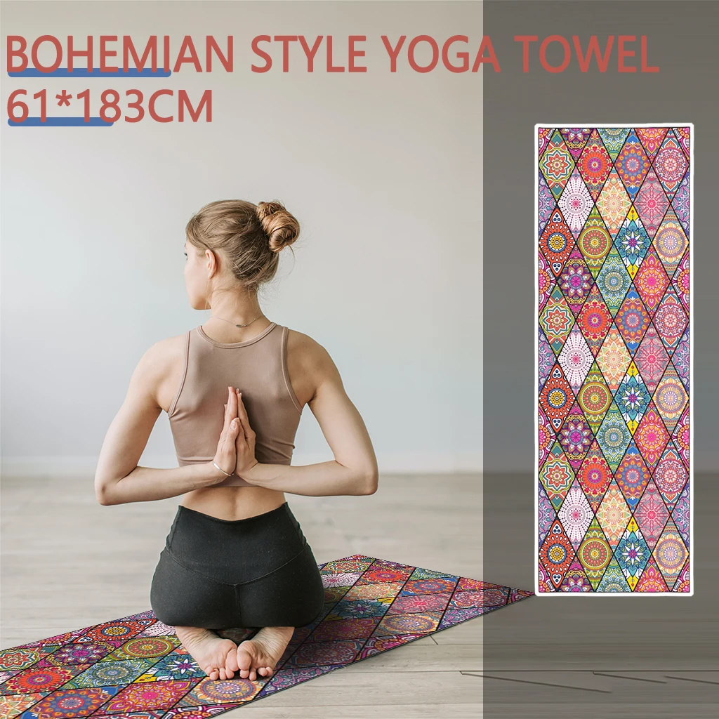 Custom Sublimation Printed Non Slip Microfiber boho reusable Yoga Towel