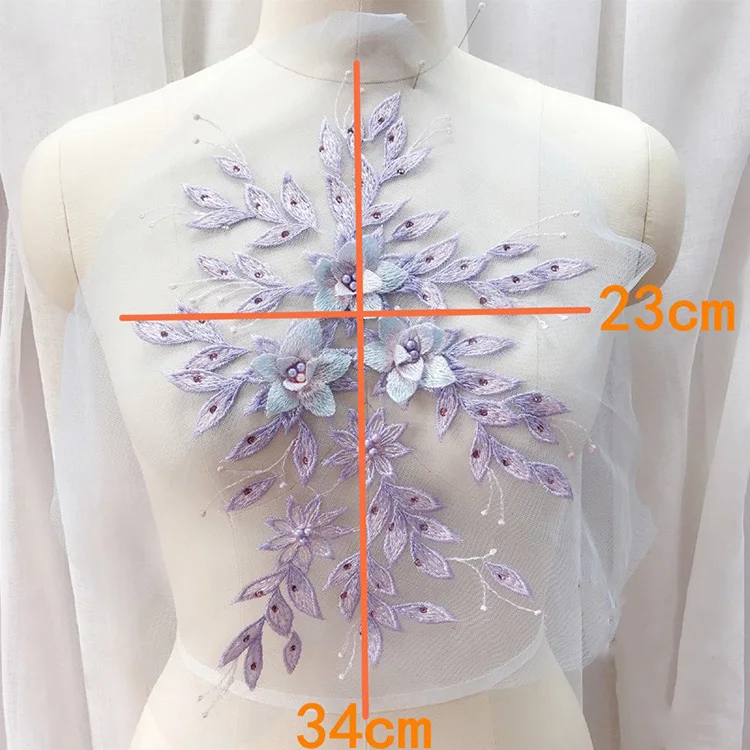 African beaded lace fabrics and purple bridal lace fabric beaded embroidery