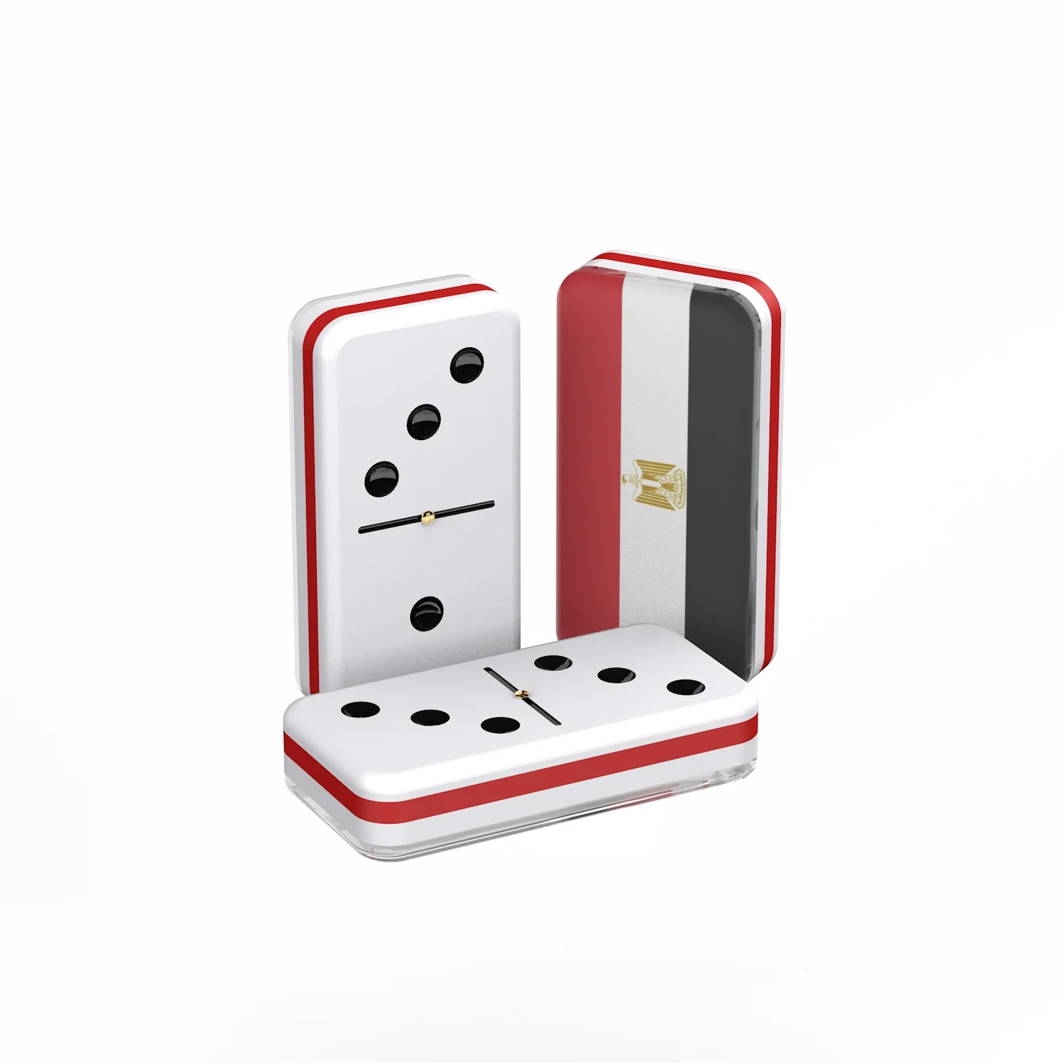 Customized UV Printing Egypt Flag Professional Acrylic Domino Set Chickenfoot Dominoes Double Six
