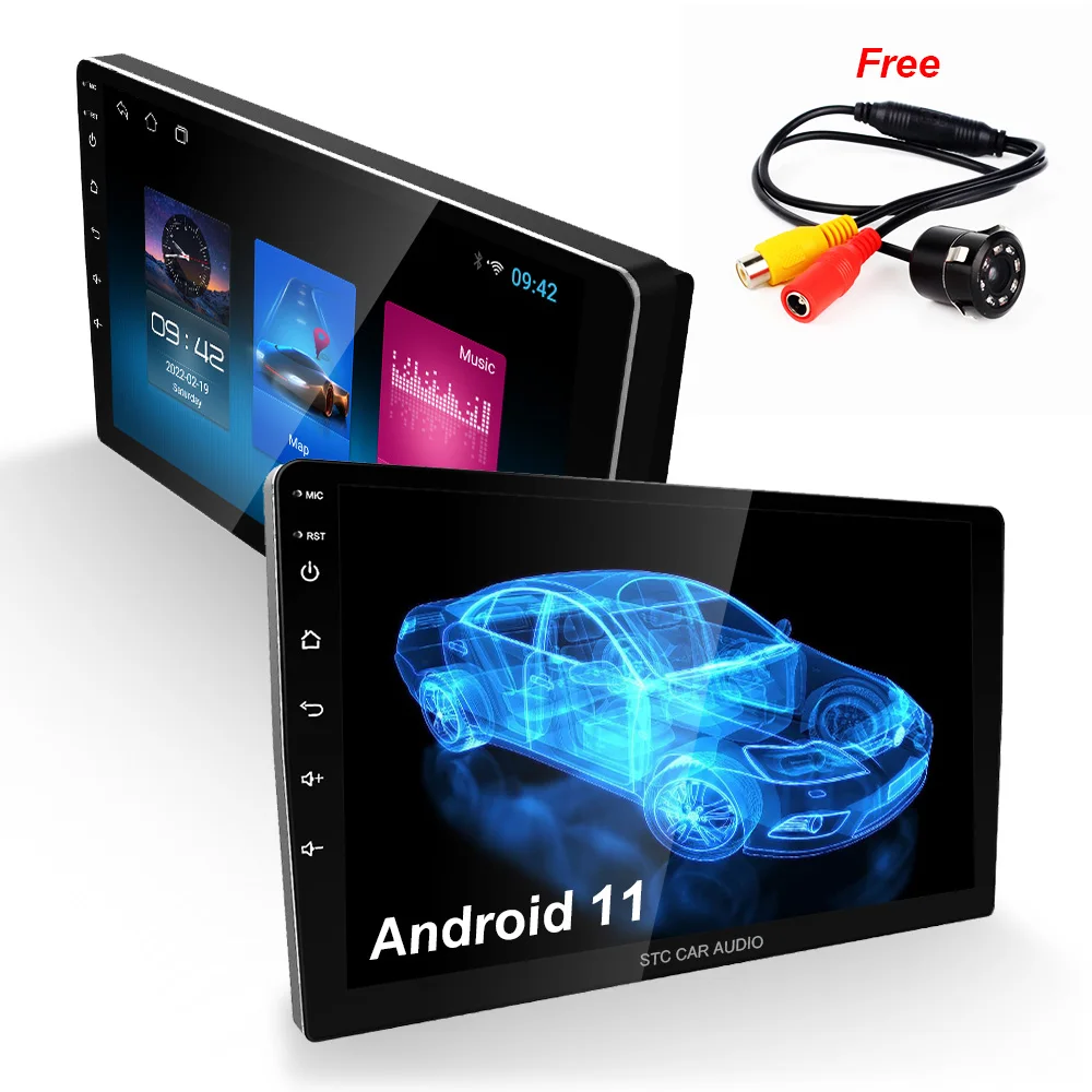 OEM Android 11 1+16 Double Din Car stereo radio 2.5D Touch screen radios car dvr camera gps navigation android auto player