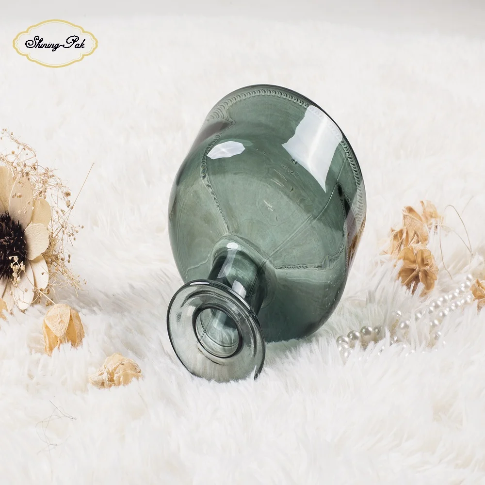 Luxury Empty 300Ml Cylinder Green Best Scent Atomiser Reed Diffuser Glass Bottle